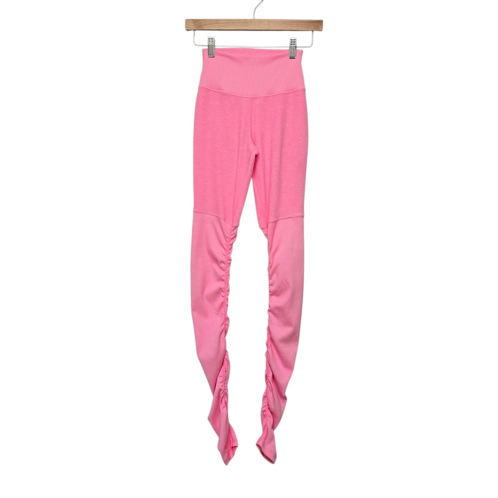 Alo Yoga Pink Alosoft High Waist Goddess Ruched Stacked Leggings XXS RN87370